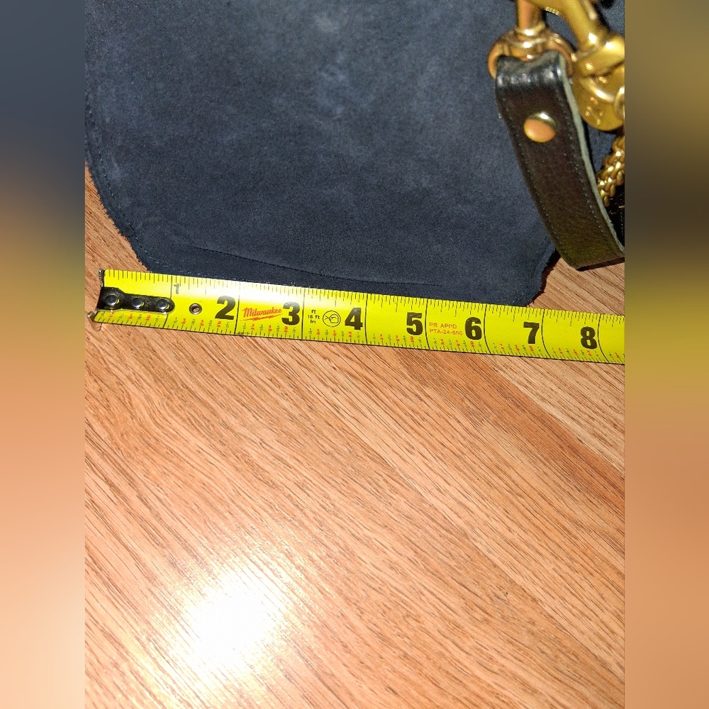 Clare V. Los Angeles Navy Suede Bag with Tan Leather Logo Patch - Picture 12 of 13